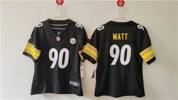 Womens Pittsburgh Steelers #90 T. J. Watt F.U.S.E. Black Vapor Football Stitched Jersey(Run Small)